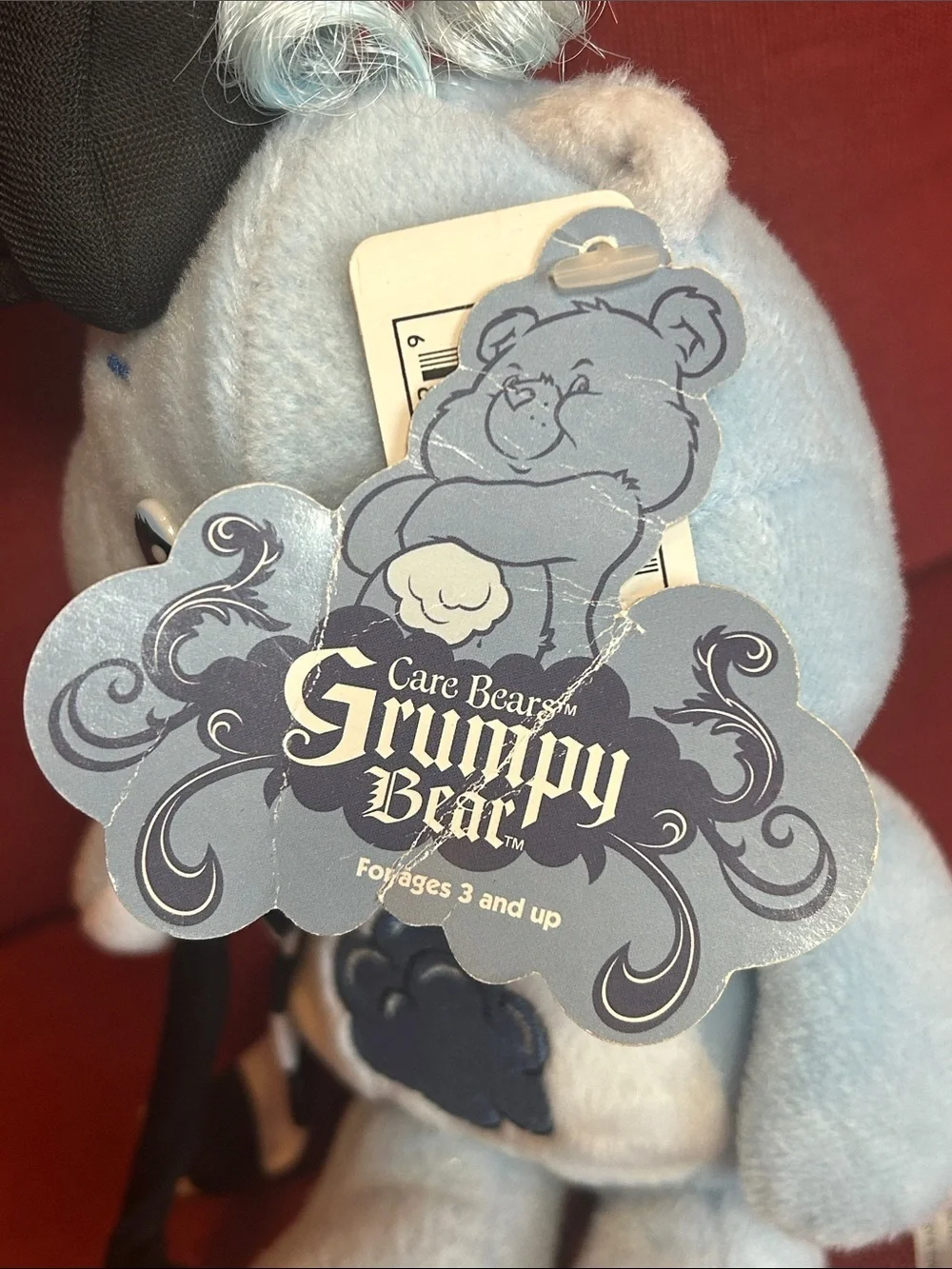 Rare Hard to Find Y2K NWT Care Bear Grumpy Bear Black Umbrella & Scarf 2006 8”